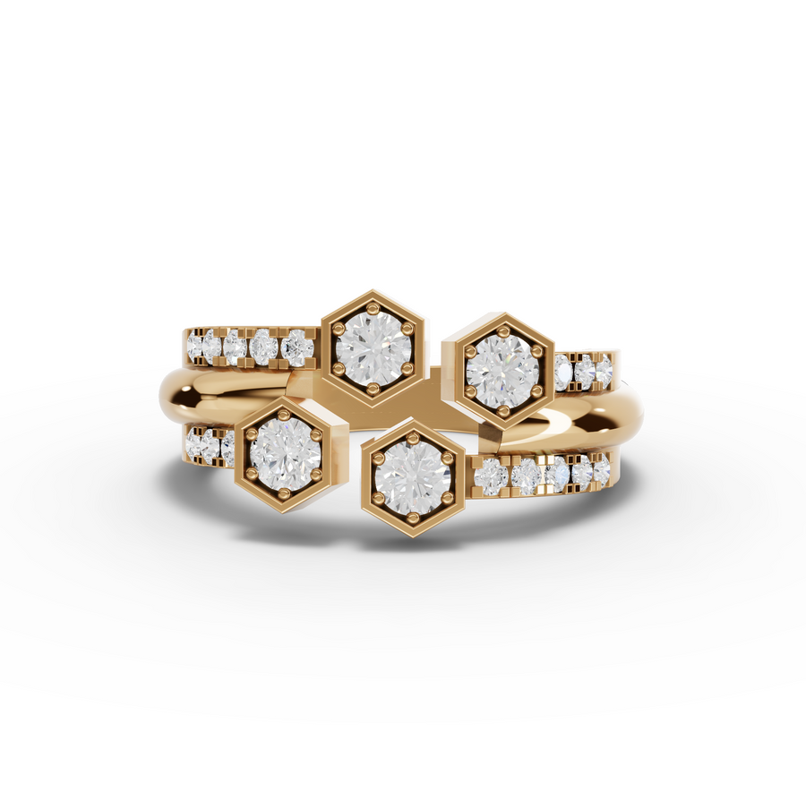 1.52 Ct Hexagon Round Lab Diamond Set