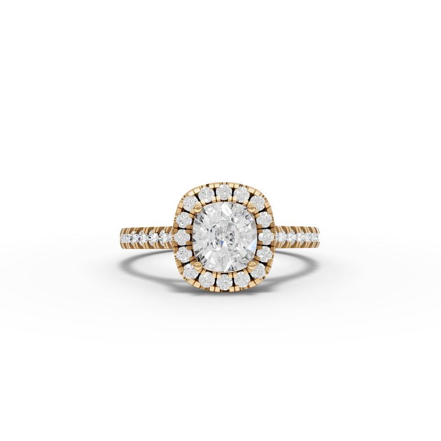 1.37 Ct Cushion Halo Lab Grown Diamond Ring
