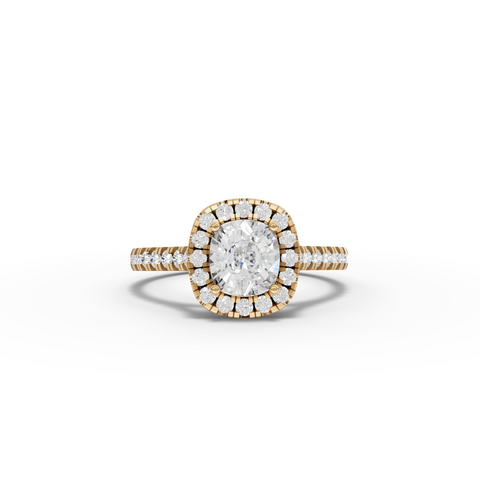 1.37 Ct Cushion Halo Lab Grown Diamond Ring