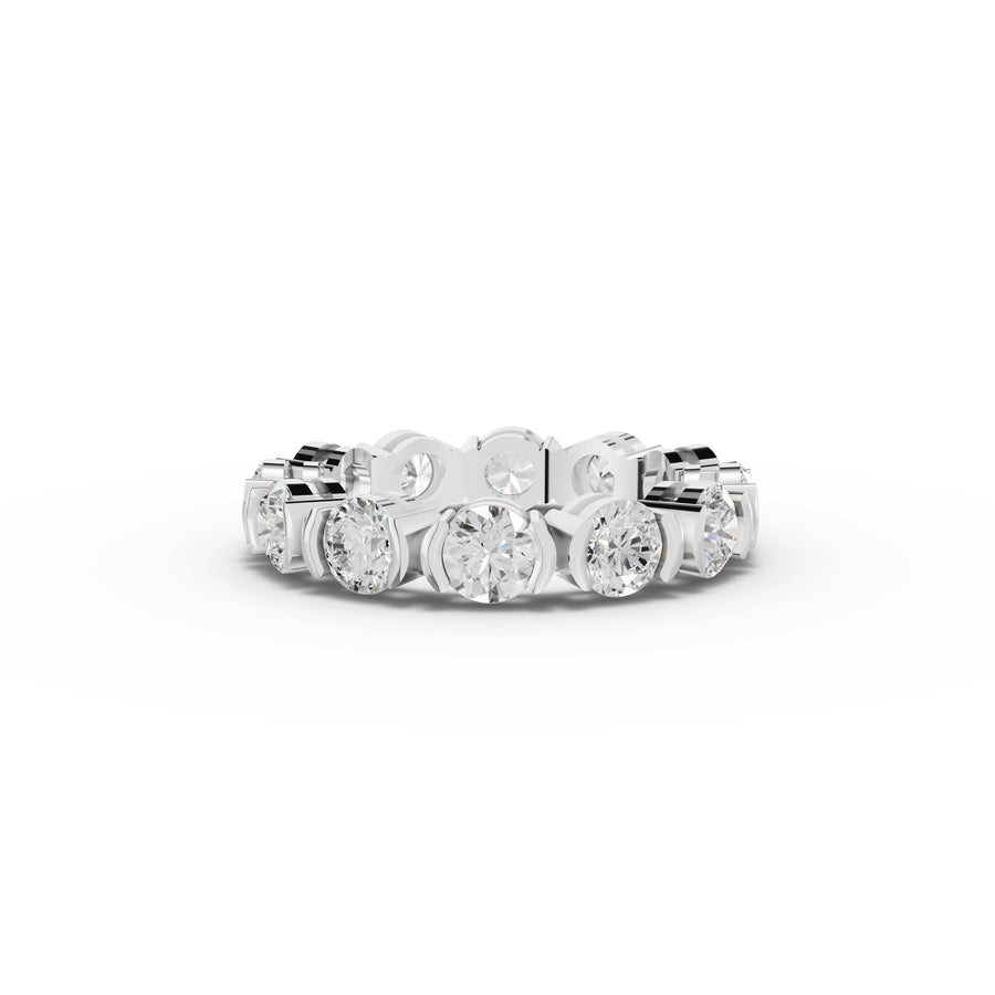 3.48 ct bezel set lab grown diamond full eternity band with round diamonds