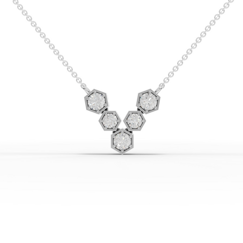 Lab-Grown Diamond Hexagon Cluster Necklace