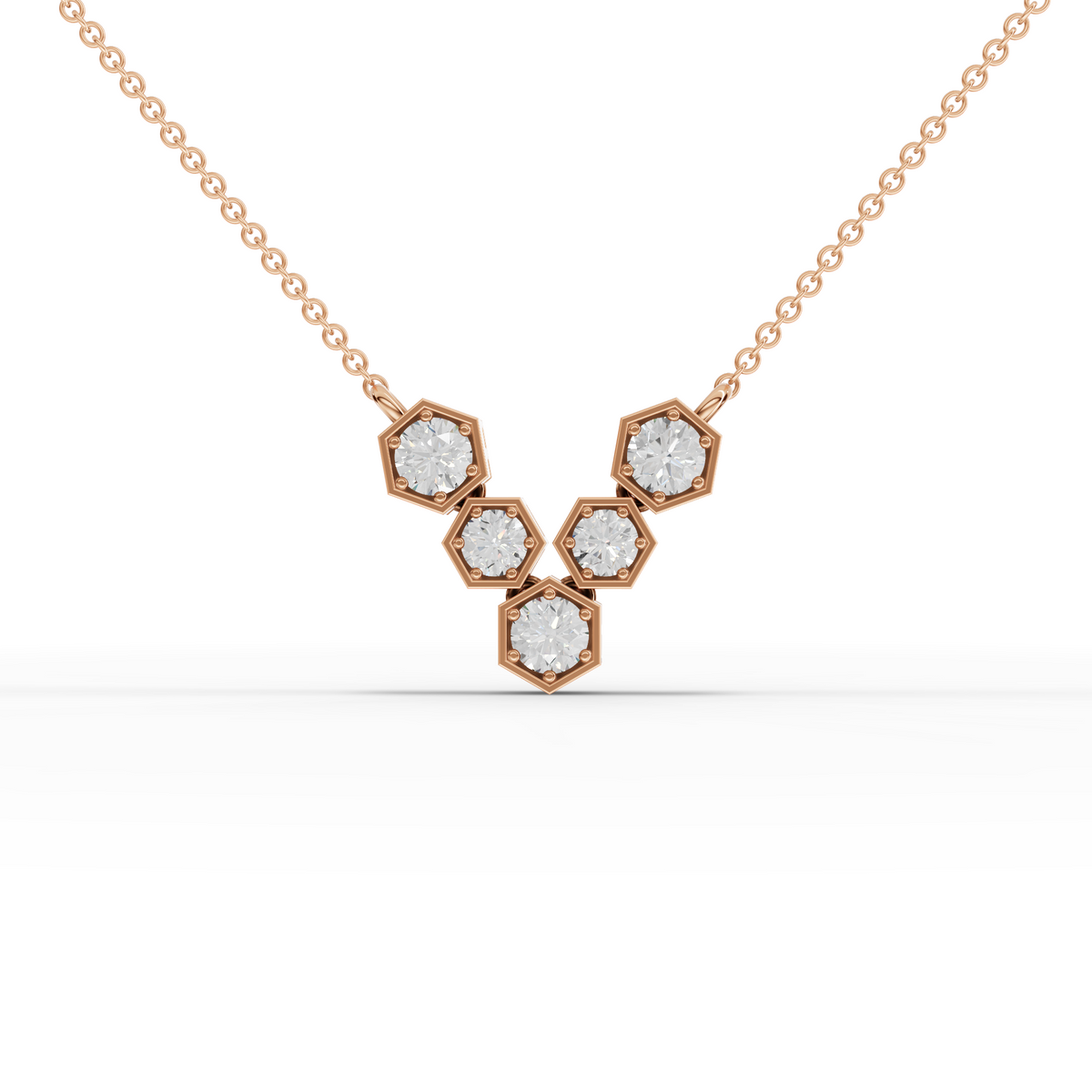 Lab-Grown Diamond Hexagon Cluster Necklace