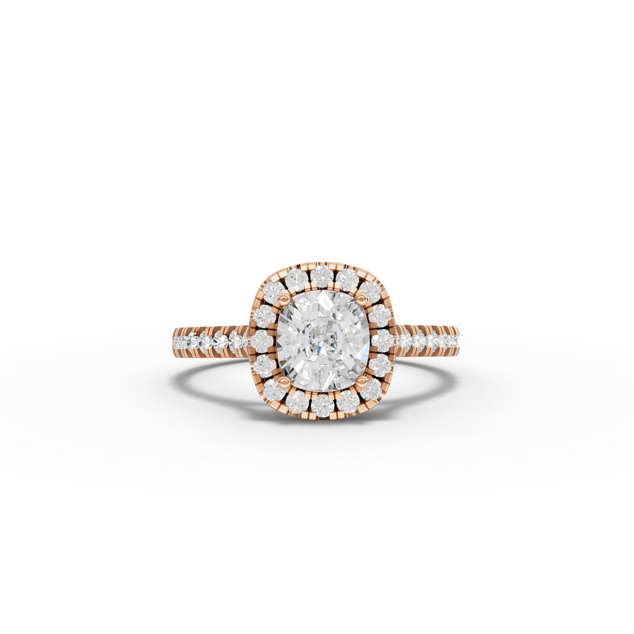 1.37 Ct Cushion Halo Lab Grown Diamond Ring