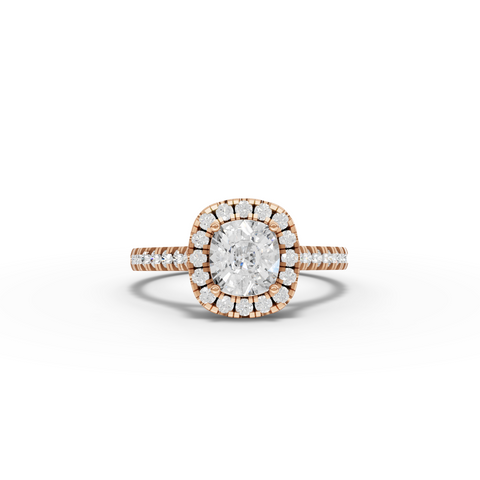 1.37 Ct Cushion Halo Lab Grown Diamond Ring
