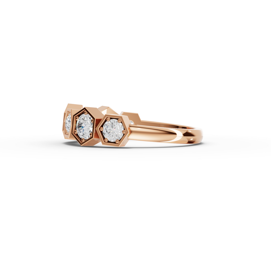 0.89 Ct Hexagon Round Diamond Band