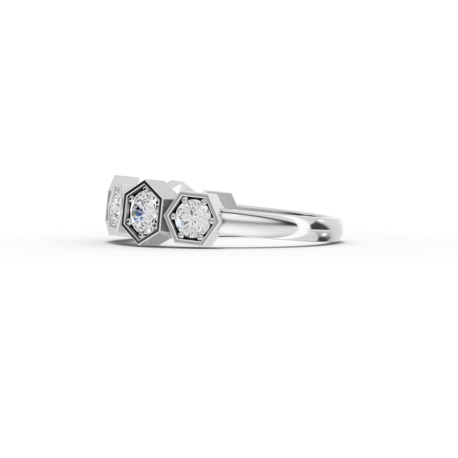 0.89 Ct Hexagon Round Diamond Band