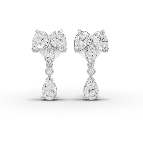 2.50 Ct Lab-Grown Marquise & Pear Diamond Cascade Drop Earrings