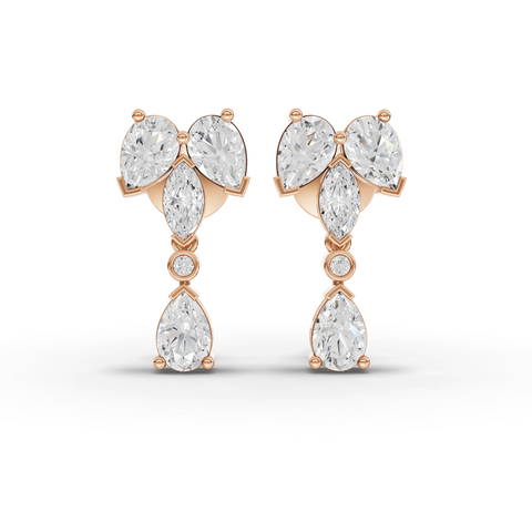 2.50 Ct Lab-Grown Marquise & Pear Diamond Cascade Drop Earrings