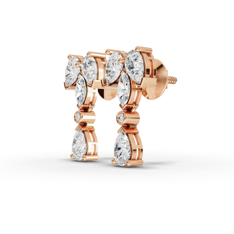 2.50 Ct Lab-Grown Marquise & Pear Diamond Cascade Drop Earrings