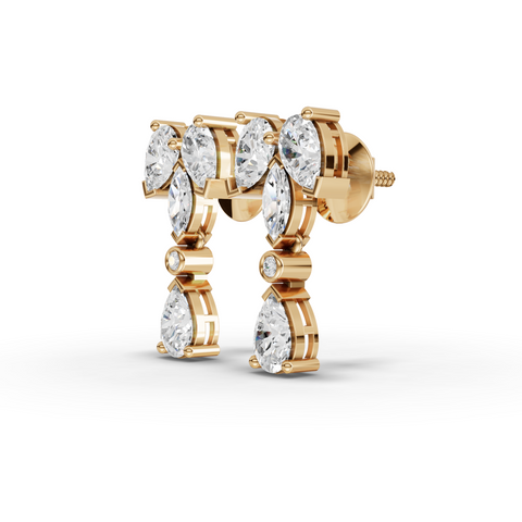 2.50 Ct Lab-Grown Marquise & Pear Diamond Cascade Drop Earrings