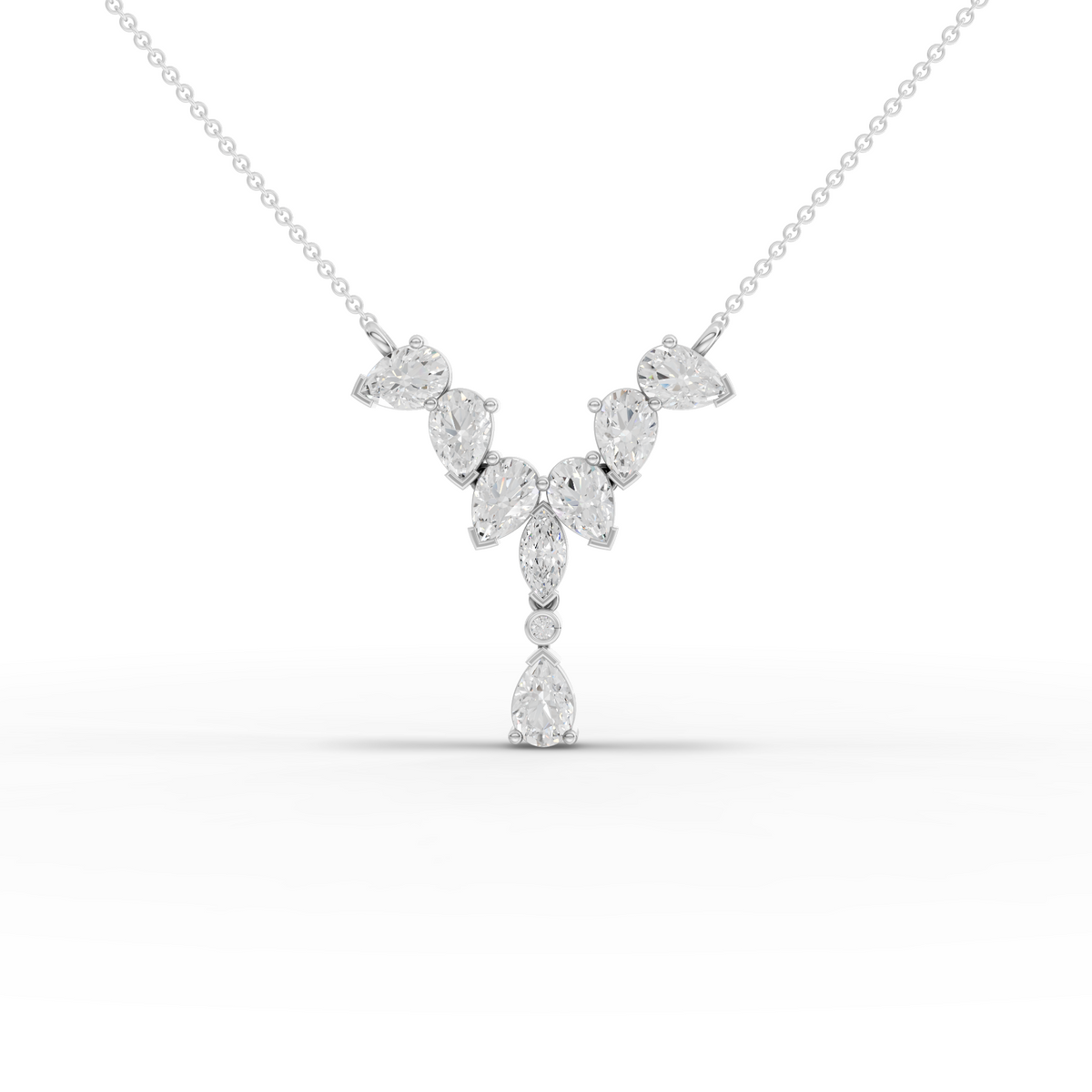 2.67 Ct Lab-Grown Marquise & Pear Diamond Cascade Drop Pendant Necklace
