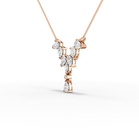 قلادة متدلية مرصعة بالألماس الماركيز والكمثرى المصنّع مخبرياً