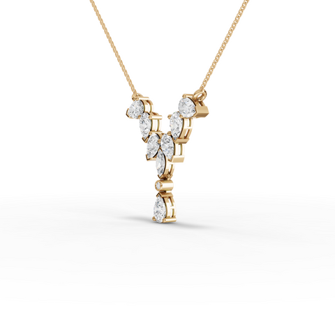 قلادة متدلية مرصعة بالألماس الماركيز والكمثرى المصنّع مخبرياً