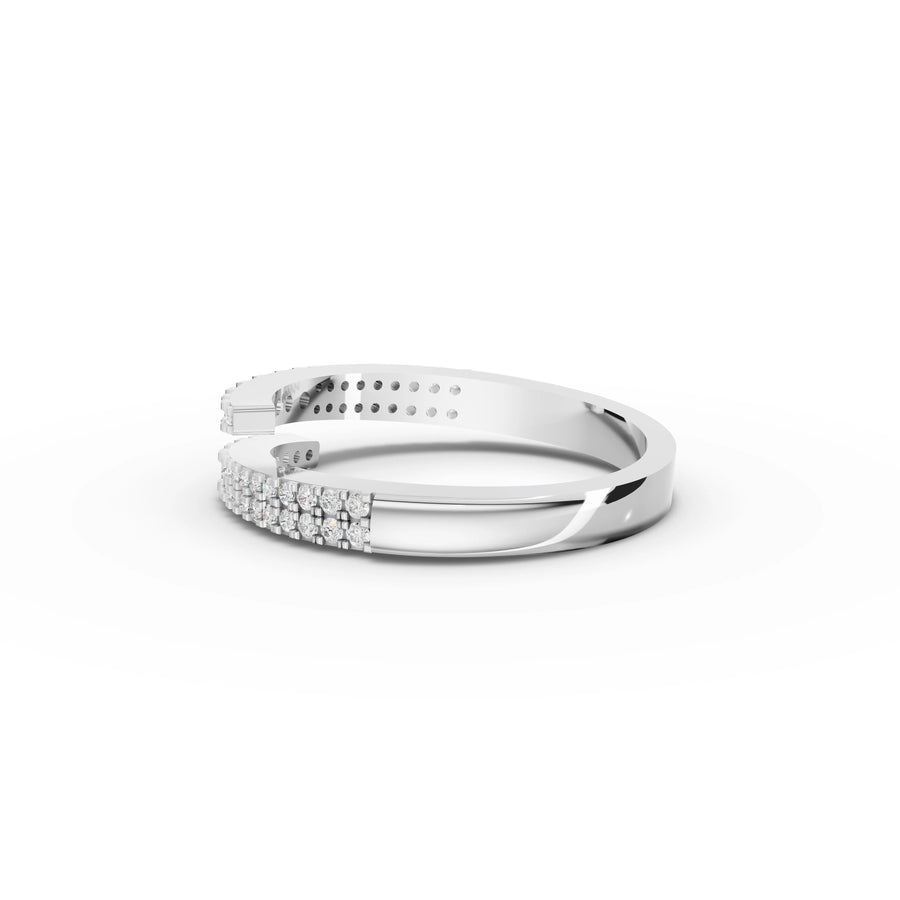 Bezel set diamond band white gold angle
