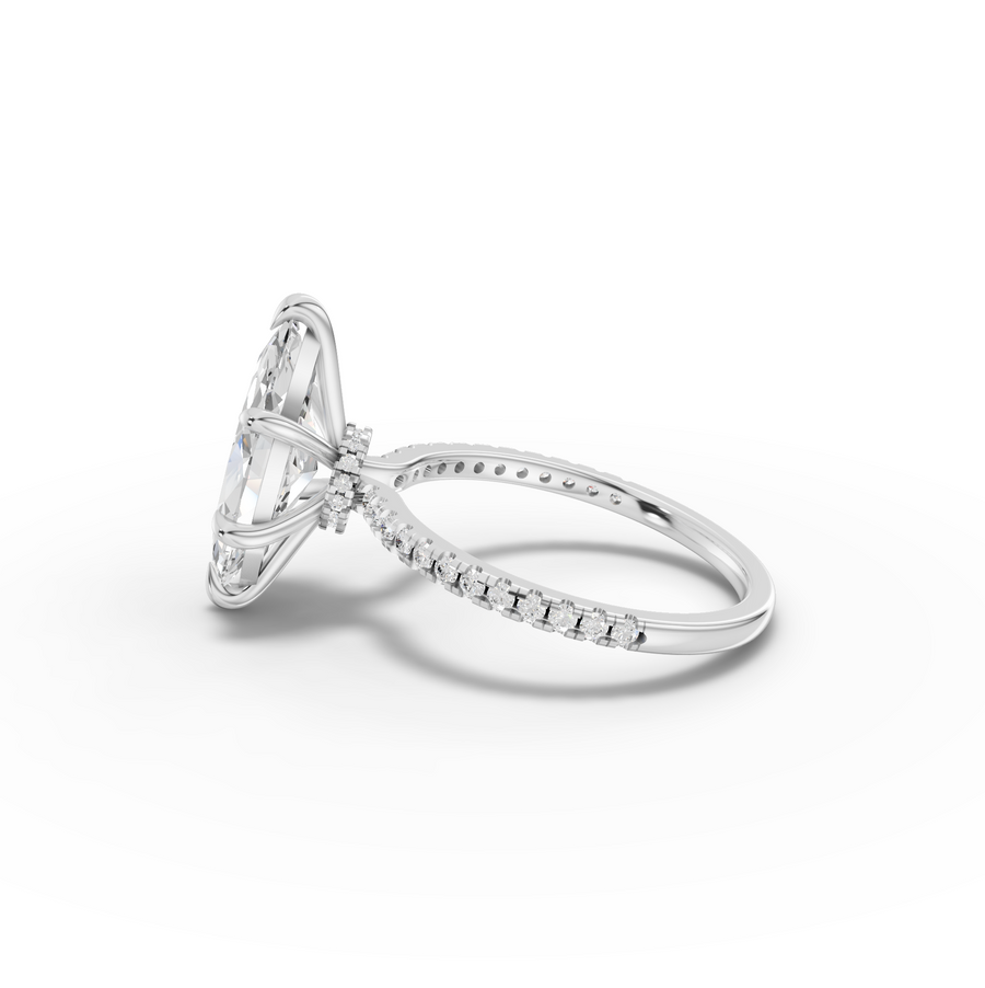 2.73 Ct Marquise Hidden Halo Accent Lab Diamond Ring