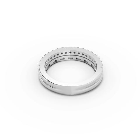 Round & Baguette Diamond Wedding Band