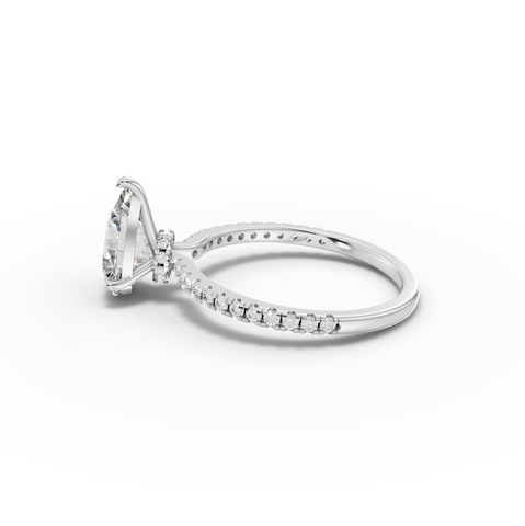 1.73 Ct Pear Hidden Halo Pavé Ring