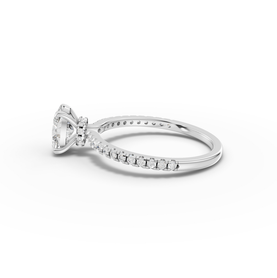 0.98 CT Oval Hidden Halo Pavé Ring