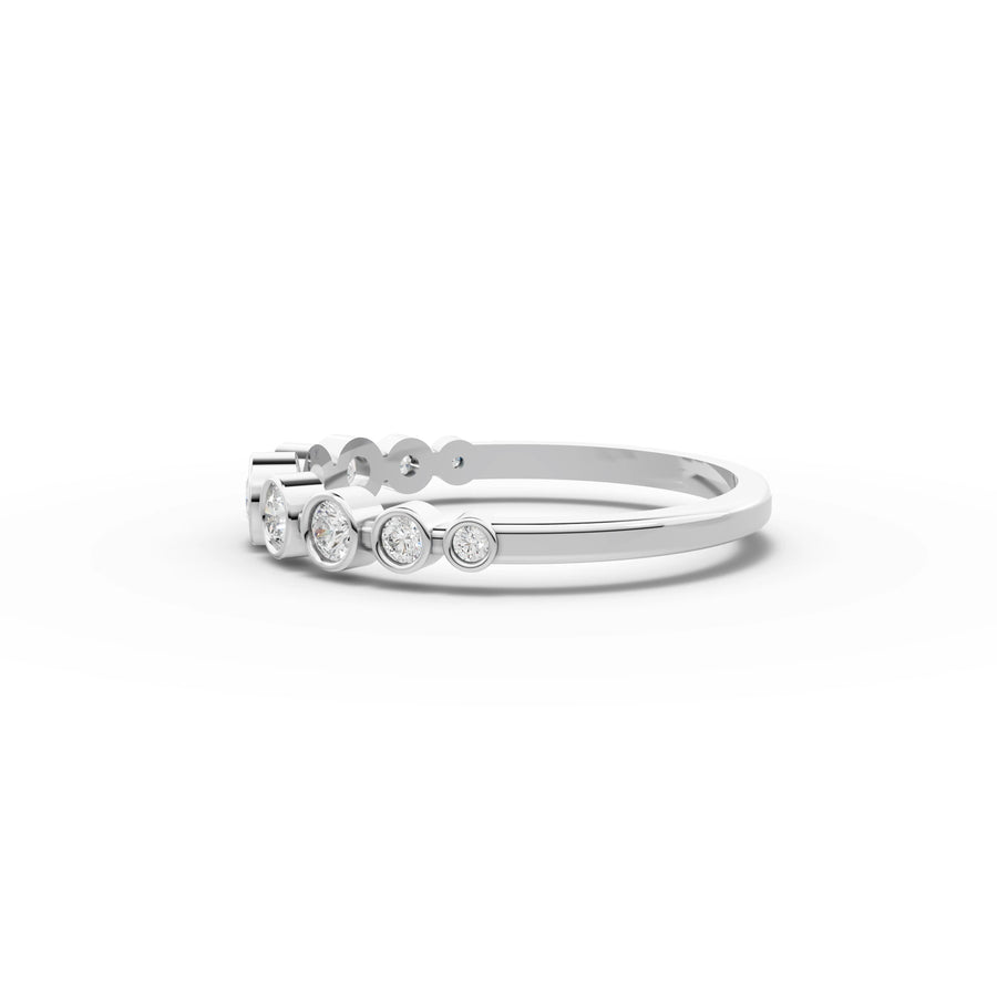 Bezel set diamond band white gold angle