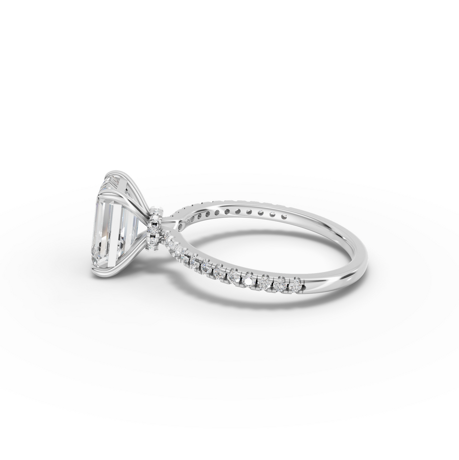 2.23 CT Emerald Hidden Halo Pavé Ring