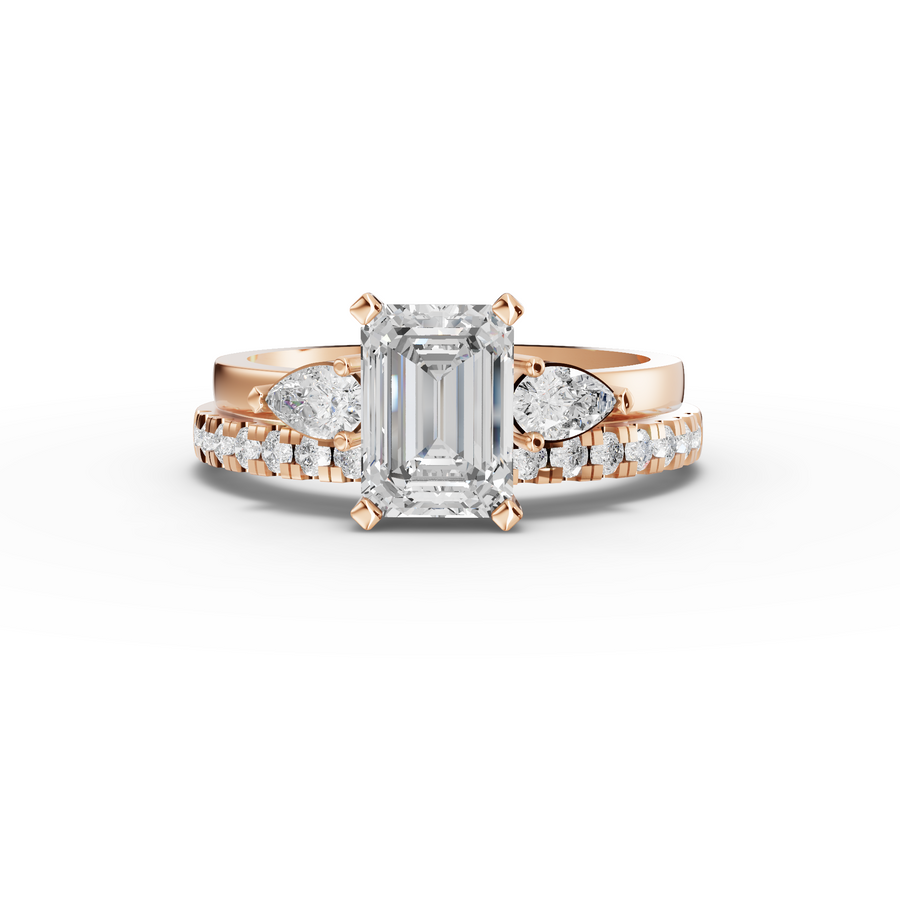 1.36 Ct Emerald Lab Diamond Bridal Set with Accent Band 1.00 Ct