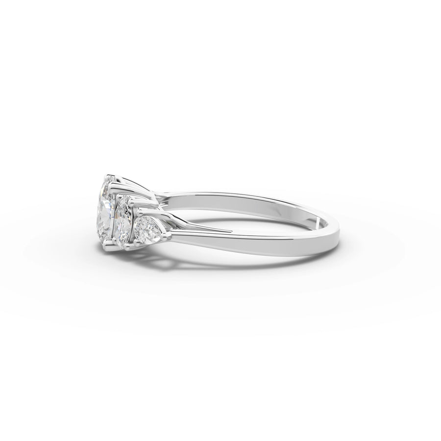 Oval five stone ring white gold angle