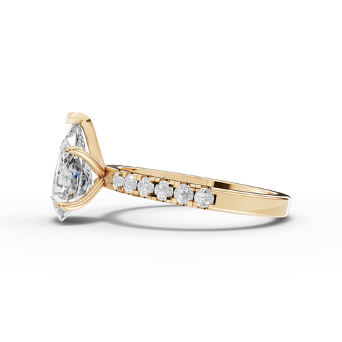 2.42 Ct Pear Cut Lab Grown Diamond Engagement Ring with Pavé Band