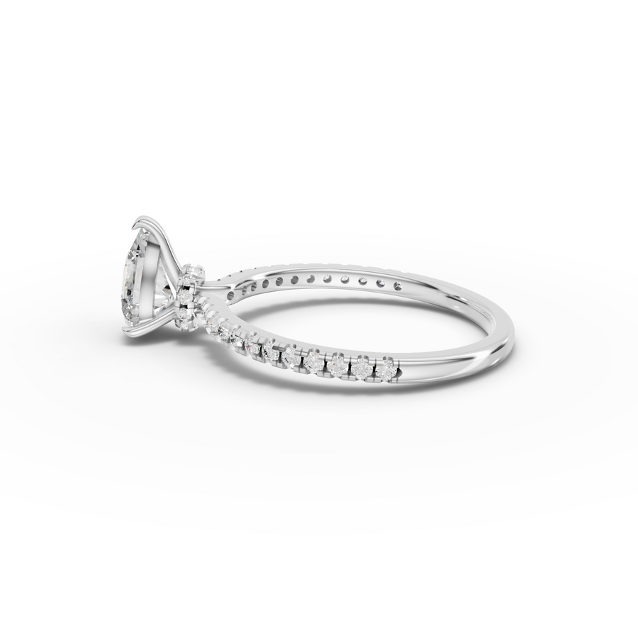 0.98 Ct Pear Hidden Halo Pavé Ring