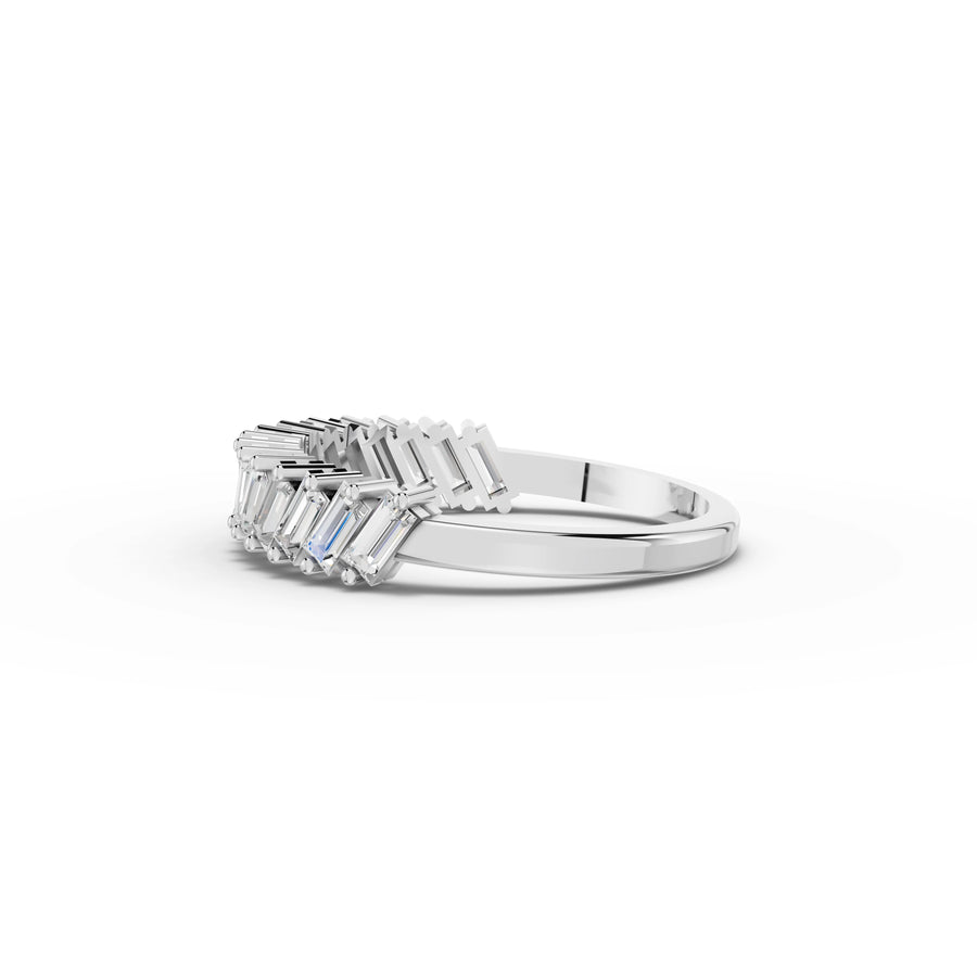 0.74 Ct Baguette Basket Set Half Eternity Band