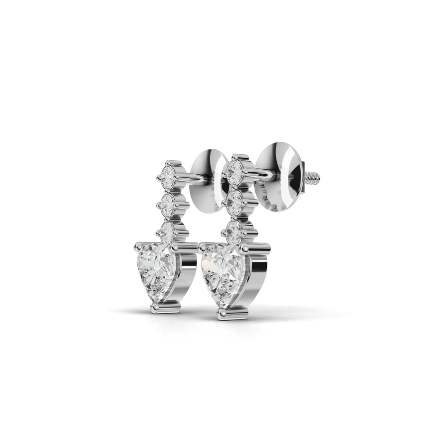 1.18 Ct Heart Drop Stud Earrings