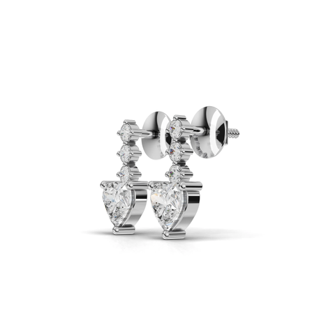 1.18 Ct Heart Graduated Drop Lab Diamond Earrings