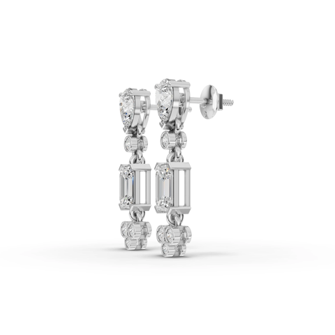 Pear & Emerald-Cut Lab-Grown Diamond Drop Earrings