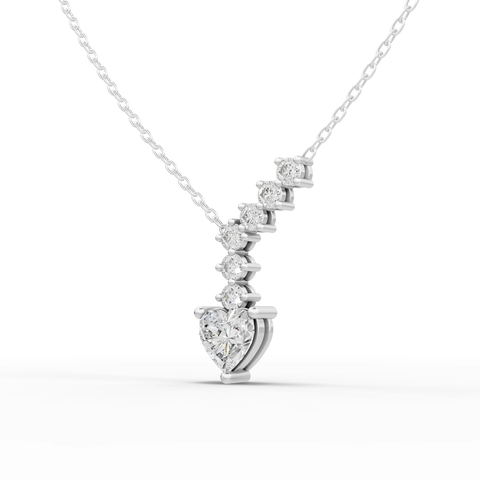 Heart-Cut Lab-Grown Diamond Graduated Drop Pendant Necklace
