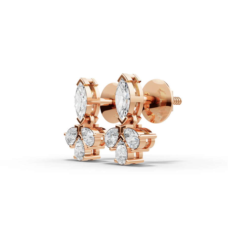 0.53 Ct Marquise Floral Diamond Studs