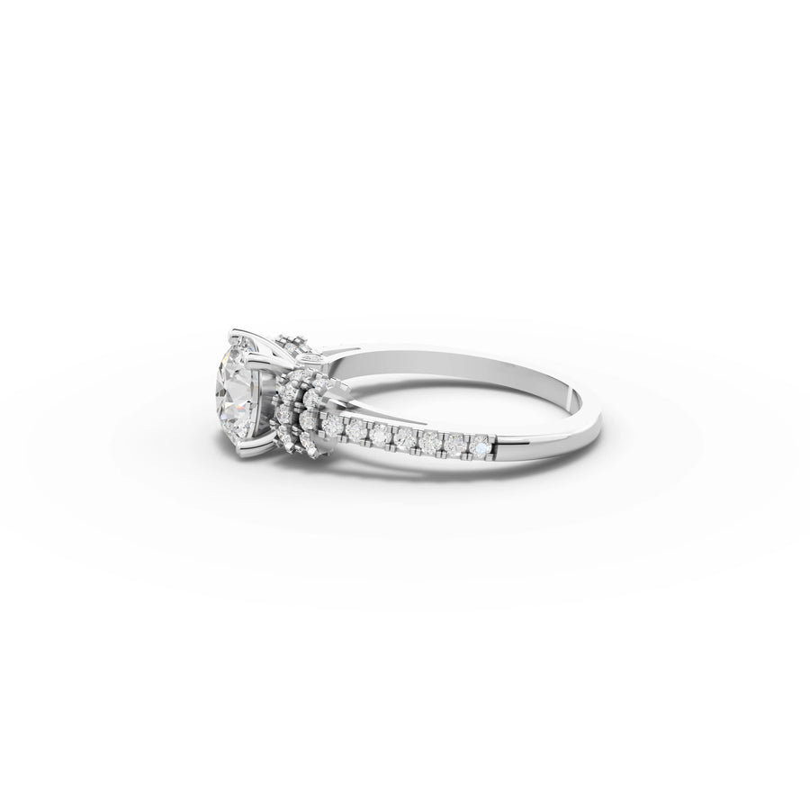 Round solitaire ring white gold angle