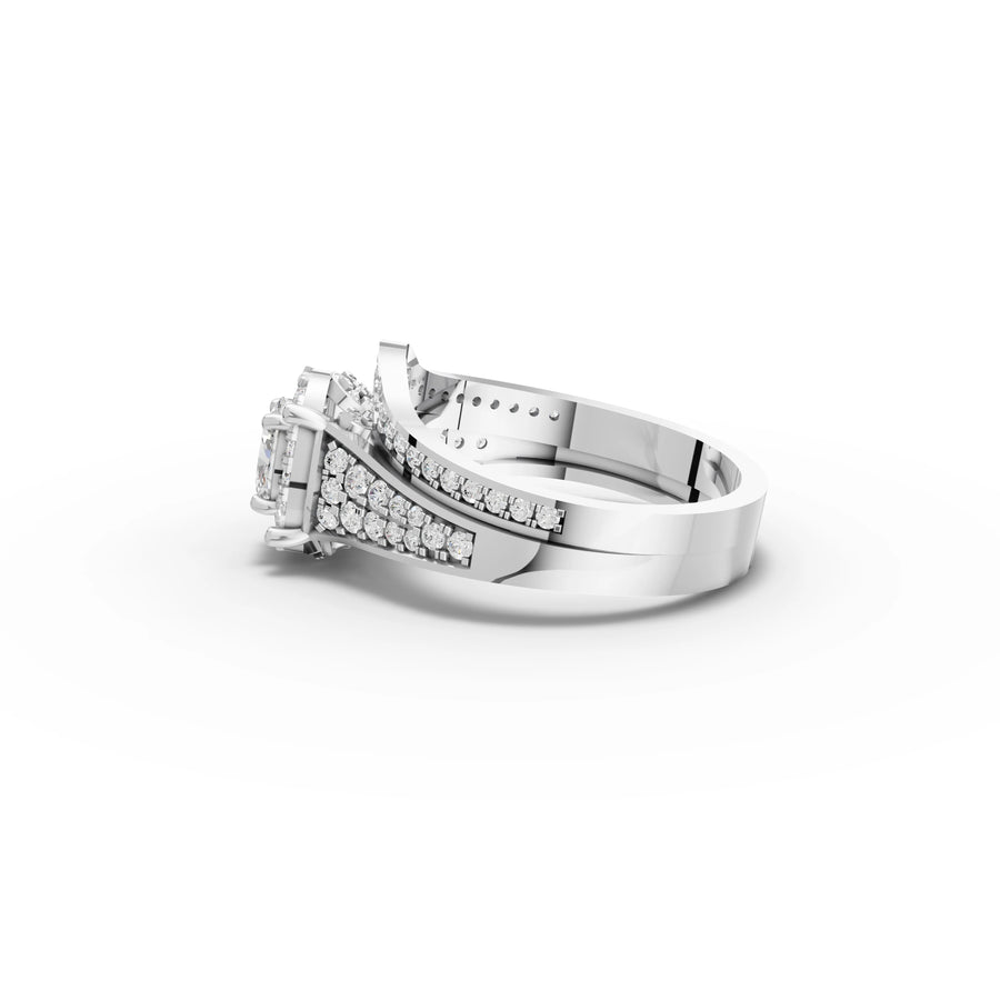 1.12 Ct Oval Halo Pavé Band Ring