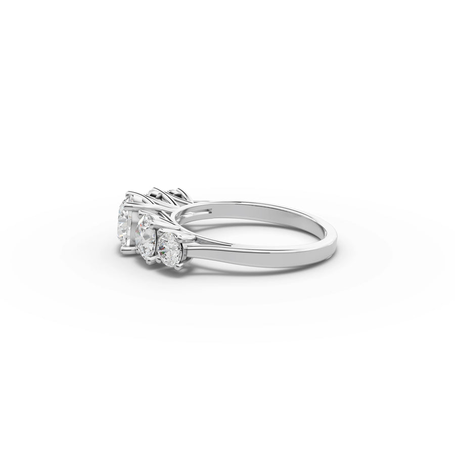 Round five stone ring white gold angle