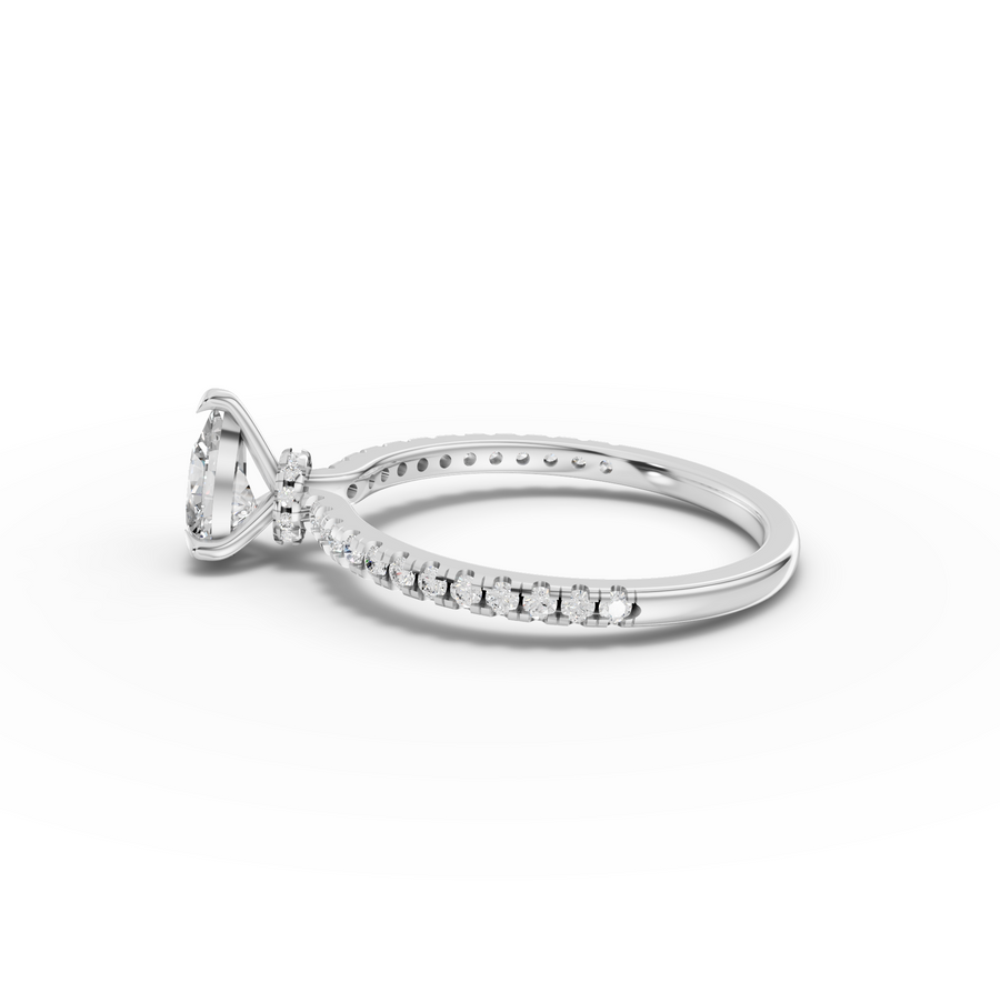 0.72 Ct Pear Hidden Halo Pavé Ring