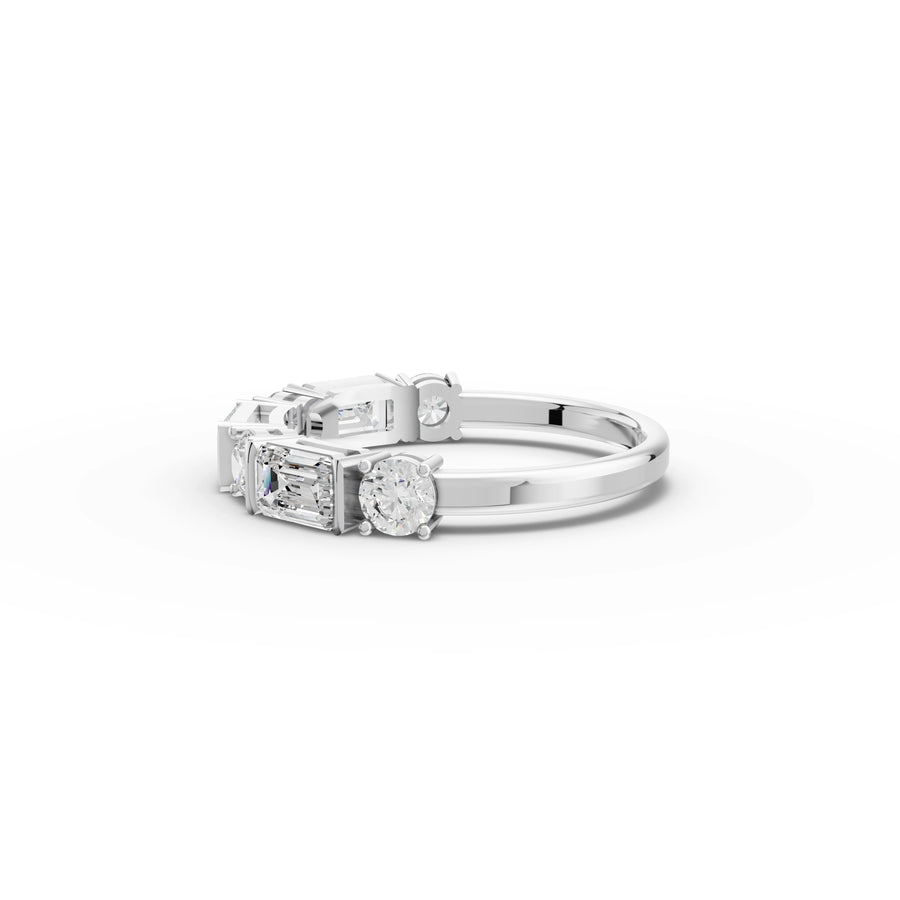 1.57 Ct Emerald Diamond Half Eternity Ring