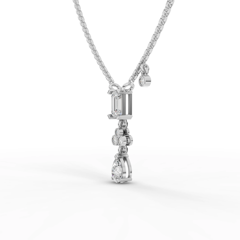 Emerald-Cut Lab-Grown Diamond Drop Necklace with Pear Pendant