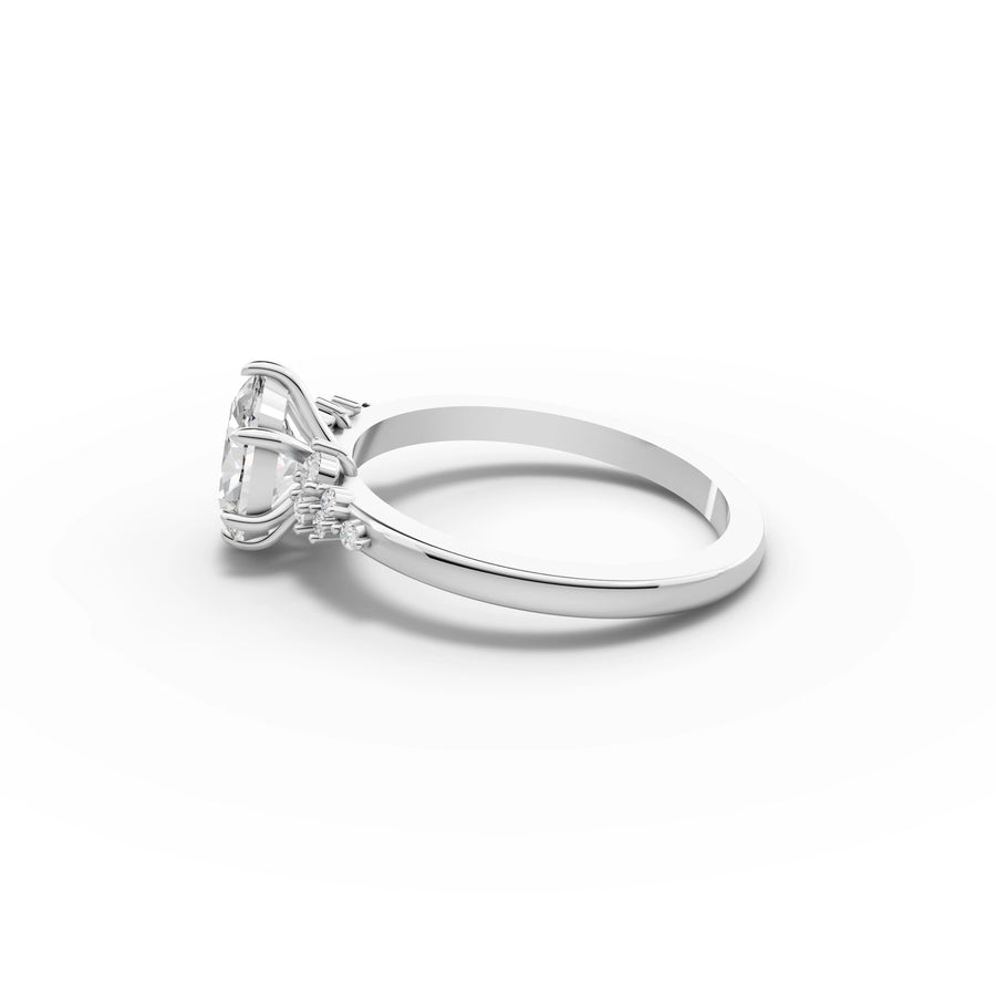 Oval solitaire ring white gold angle