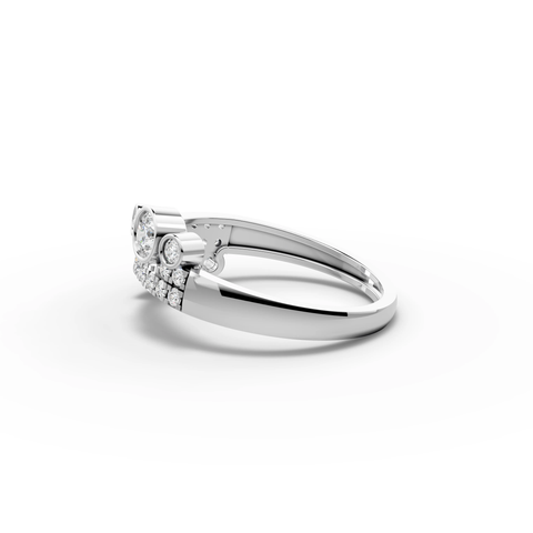 Lab-Grown Diamond Multi-Row Pavé Band Ring with Bezel Accents