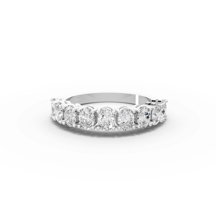1.28 ct oval lab diamond shared-prong full eternity ring with continuous oval diamonds around the band
