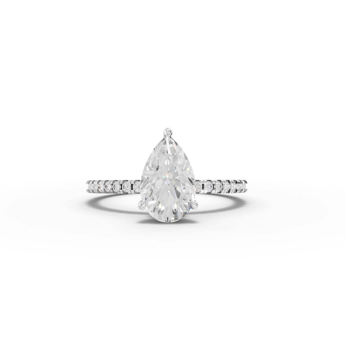 1.73 Ct Pear Hidden Halo Pavé Ring