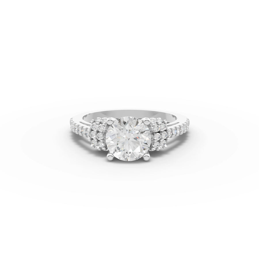 1.46 ct round lab diamond ring with 1 ct center stone and cluster halo setting