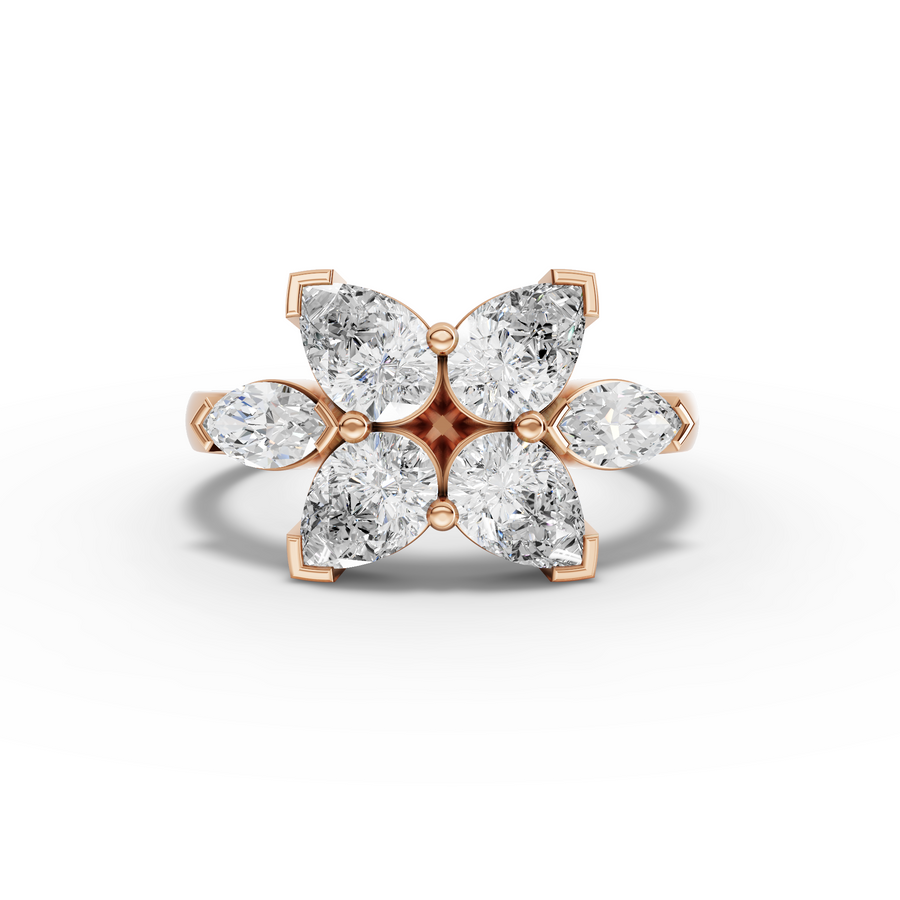 1.77 Ct Pear Cluster Lab Diamond Ring