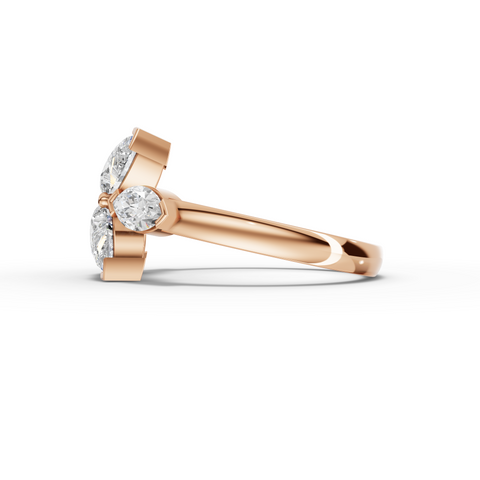 1.77 Ct Lab-Grown Pear Diamond Floral Cluster Ring with Marquise Accents