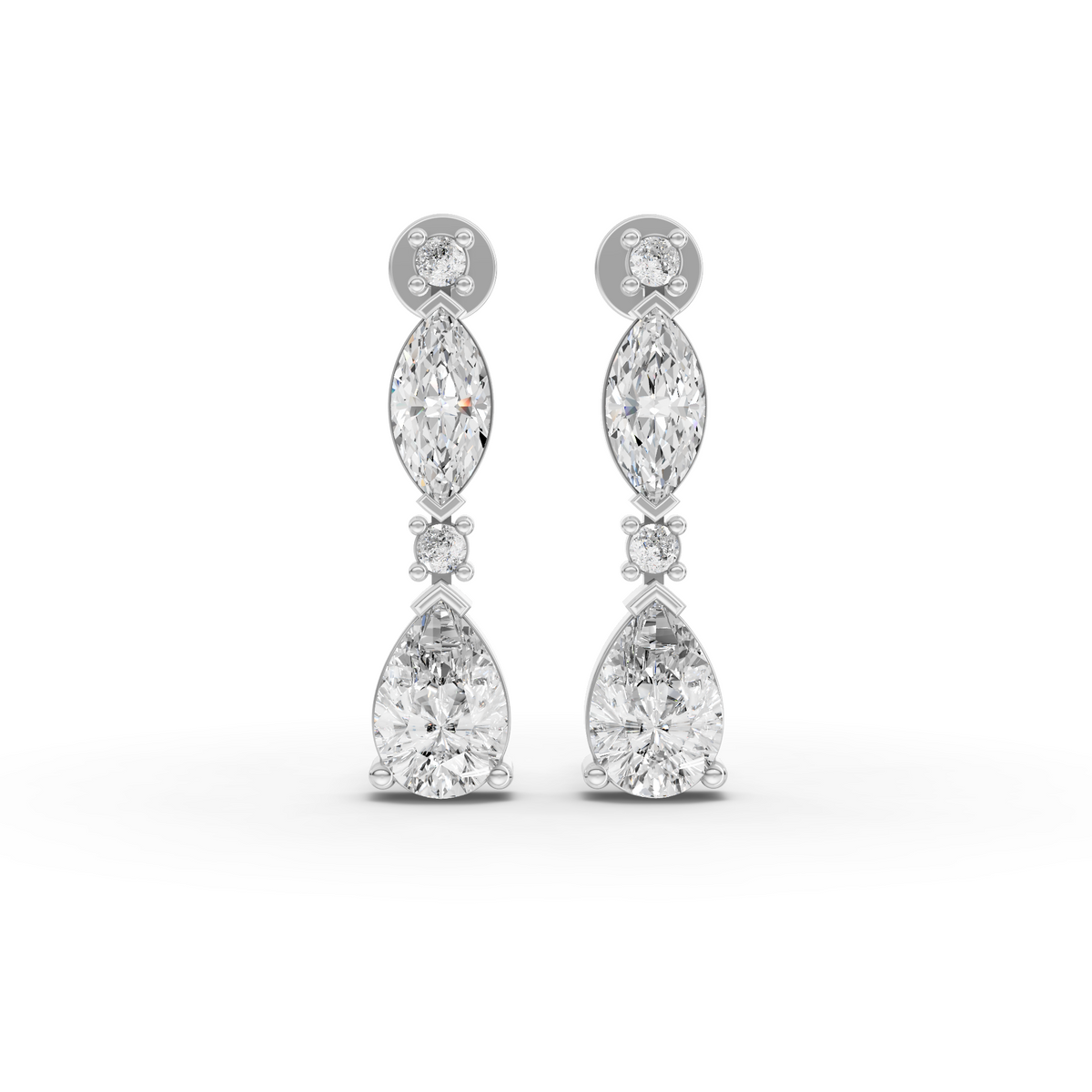 1.11 Ct Lab-Grown Marquise & Pear Diamond Graduated Drop Earrings