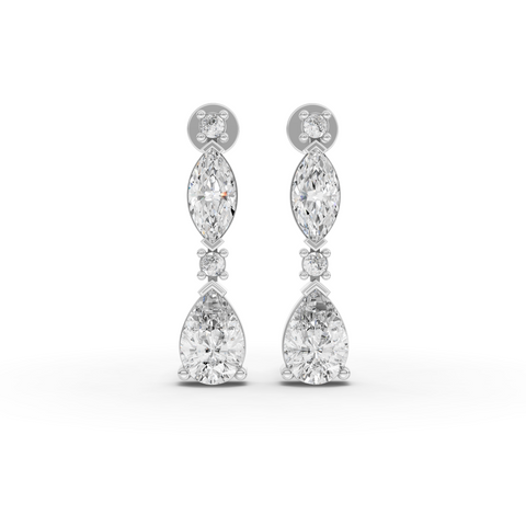 1.11 Ct Lab-Grown Marquise & Pear Diamond Graduated Drop Earrings