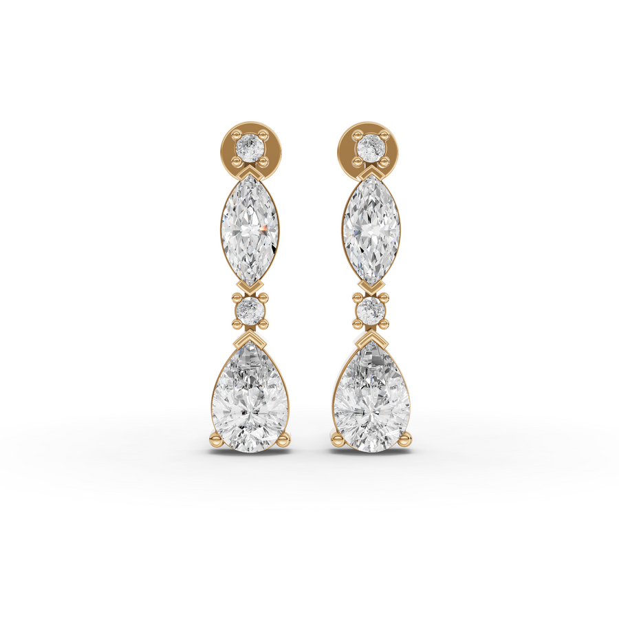 1.11 Ct Marquise & Pear Graduated Drop Earrings